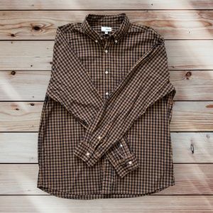 Men's Sonoma XL Long Sleeve Navy/Dark Mustard Plaid Casual Button Down Shirt